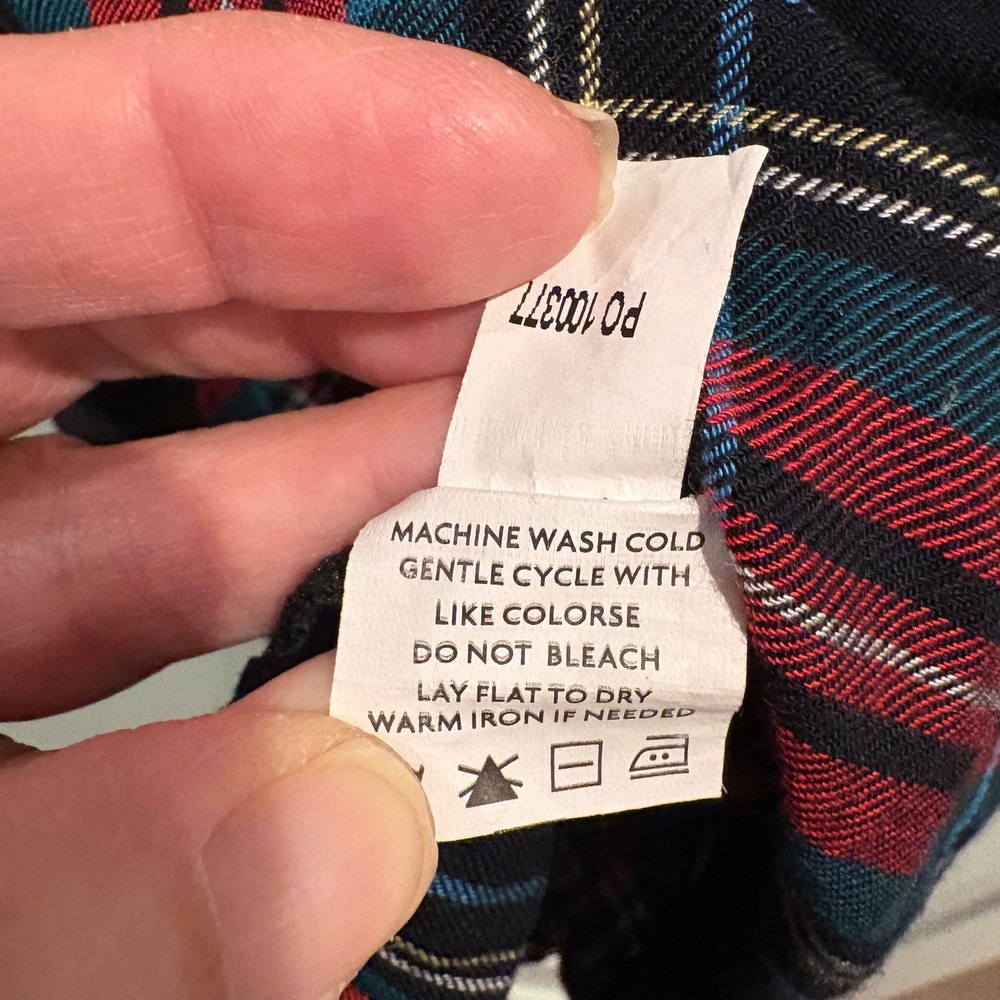 Marley Lilly Plaid Tunic Top XL Red Green Black Long Sleeve Button Front - Picture 9 of 10
